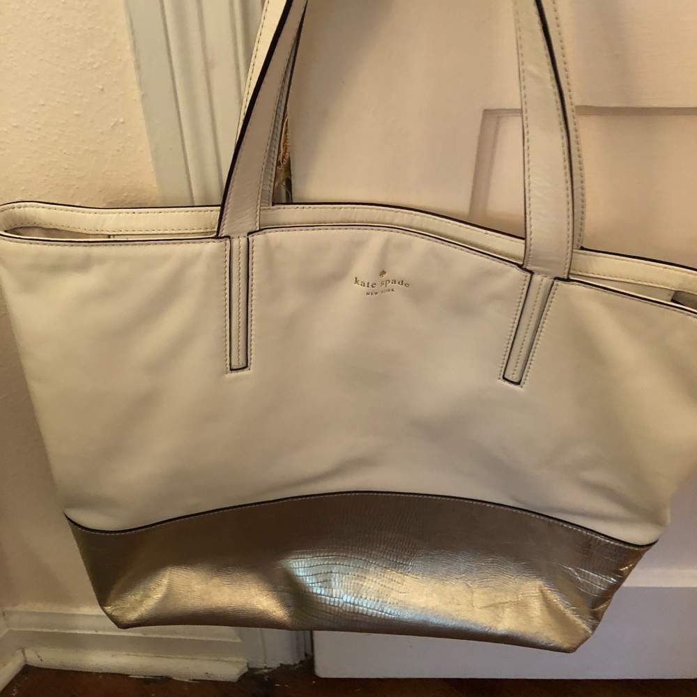 White and Gold Kate Spade Tote